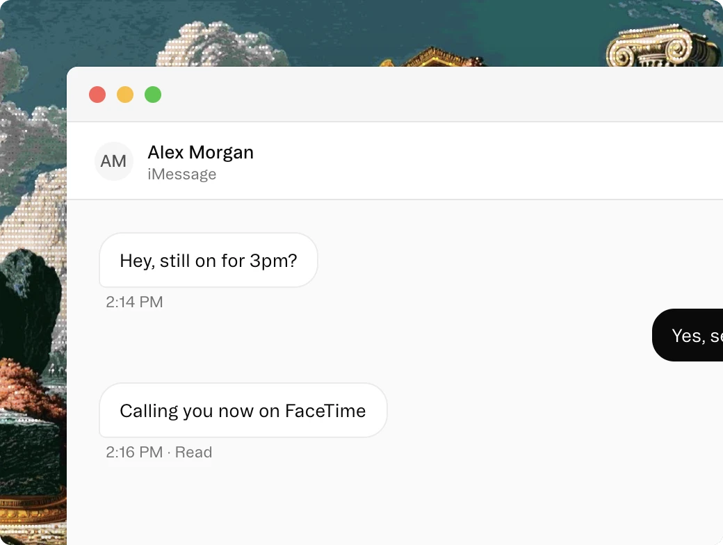 CRM messaging thread with a lead
